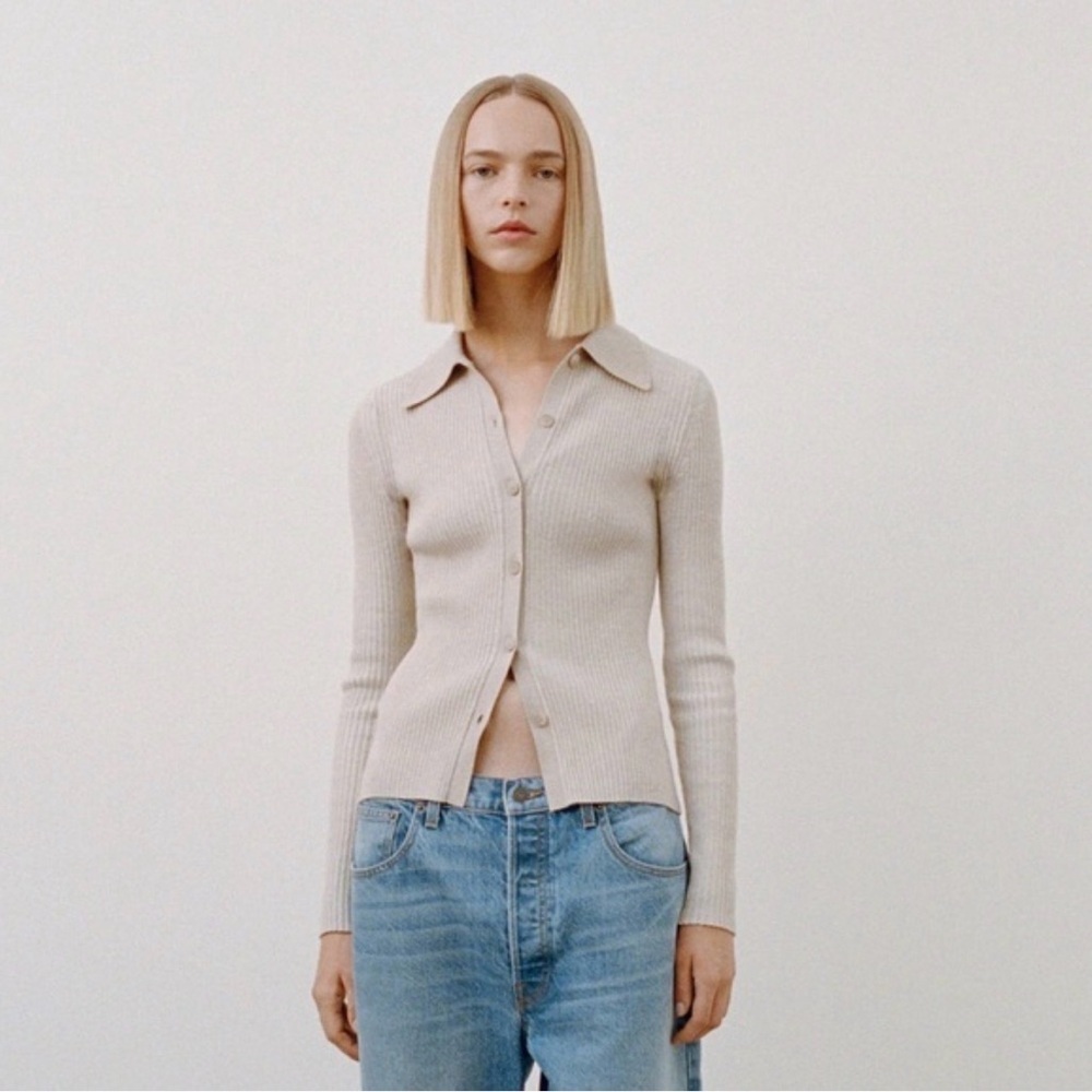 Madhappy Button-Up Knit Cardigan Oatmeal